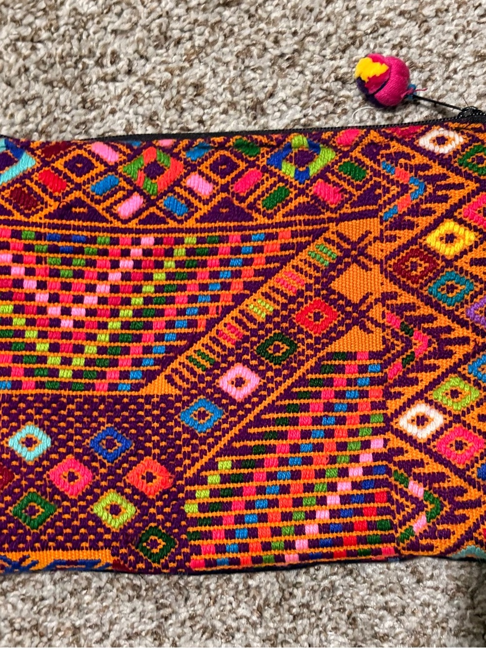 Striped Multicolor Rope-Handle Tote with Pouch - Picture 2 of 4